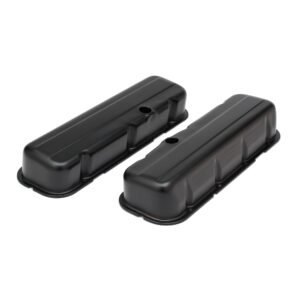 TRANS-DAPT PERFORMANCE PRODUCTS CHEVY 396-502 TALL ASPHALT BLACK POWDER COATED VALVE COVERS- UNBAFFLED