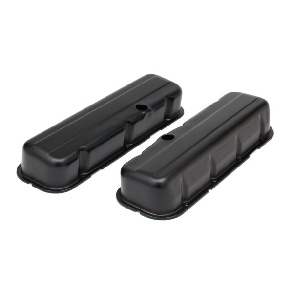 TRANS-DAPT PERFORMANCE PRODUCTS CHEVY 396-502 TALL ASPHALT BLACK POWDER COATED VALVE COVERS- UNBAFFLED