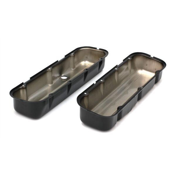 TRANS-DAPT PERFORMANCE PRODUCTS CHEVY 396-502 TALL ASPHALT BLACK POWDER COATED VALVE COVERS- UNBAFFLED