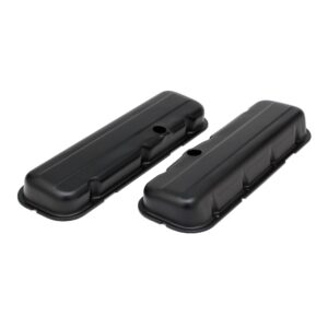 TRANS-DAPT PERFORMANCE PRODUCTS CHEVY 396-502 SHORT ASPHALT BLACK POWDER COATED VALVE COVERS- UNBAFFLED