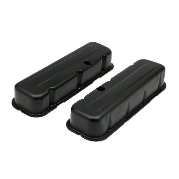 TRANS-DAPT PERFORMANCE PRODUCTS CHEVY 396-502 TALL ASPHALT BLACK POWDER COATED BAFFLED VALVE COVERS
