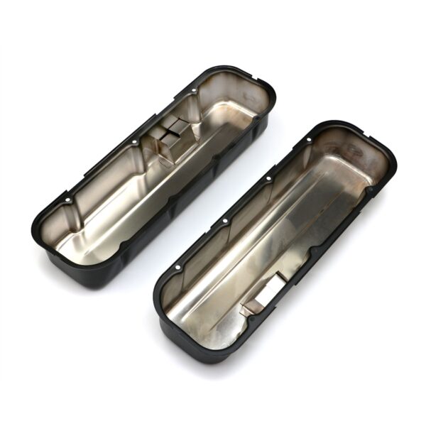 TRANS-DAPT PERFORMANCE PRODUCTS CHEVY 396-502 TALL ASPHALT BLACK POWDER COATED BAFFLED VALVE COVERS