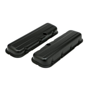 TRANS-DAPT PERFORMANCE PRODUCTS CHEVY 396-502 SHORT ASPHALT BLACK POWDER COATED BAFFLED VALVE COVERS