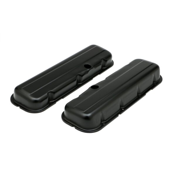 TRANS-DAPT PERFORMANCE PRODUCTS CHEVY 396-502 SHORT ASPHALT BLACK POWDER COATED BAFFLED VALVE COVERS