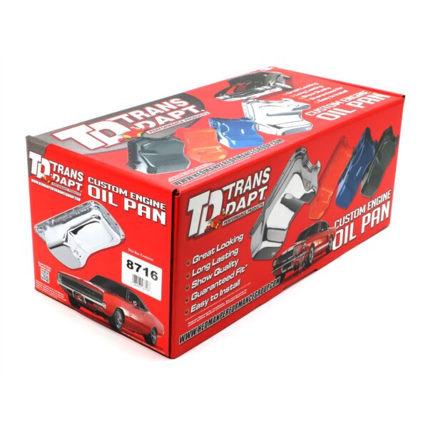 TRANS-DAPT PERFORMANCE PRODUCTS 1958-76 FORD 352, 360, 390, 406, 427, 428 (NOT COBRAJET 428); FRONT SUMP, OEM STYLE OIL PAN- ASPHALT BLACK (STOCK CAPACITY)