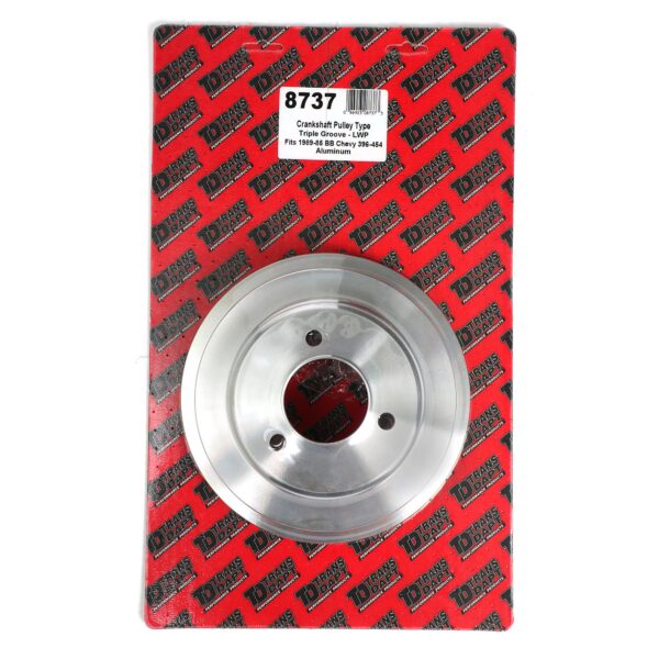TRANS-DAPT PERFORMANCE PRODUCTS CRANKSHAFT PULLEY ALUMINUM BB CHEVY LWP MACHINED FINISH
