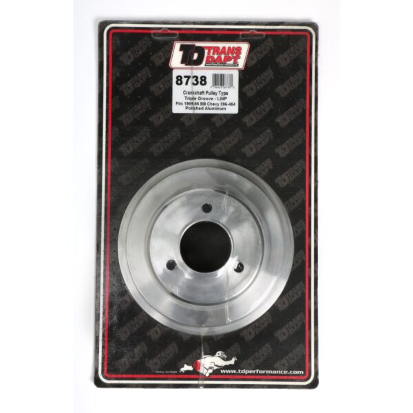 TRANS-DAPT PERFORMANCE PRODUCTS CRANKSHAFT PULLEY ALUMINUM BB CHEVY LWP POLISHED FINISH