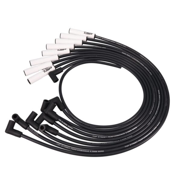 Ford Big Block Wires; 8.5mm Black; 180 Deg. White Ceramic Plug Boots
