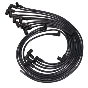 Chevy SB Under Header Wires; 8.5mm Black; 90 Deg. Black Ceramic Plug Boots