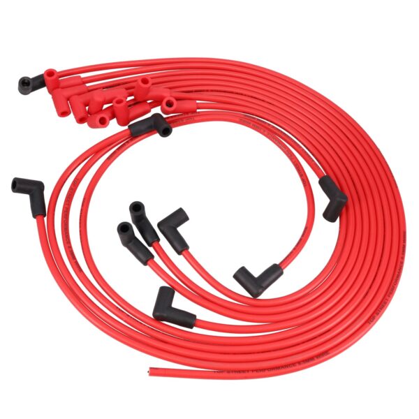 Chevy Small Block Over Valve Covers Wires; 8.5mm Red; 90 Deg. Plug Boots