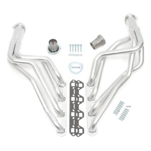HEDMAN HEDDERS 1964-73 MUSTANG 260-302 (factory 351W); 1966-73 FALCON, COUGAR, MAVERICK, RANCHERO, COMET, FAIRLANE, MONTEGO, TORINO; 260-302W; 1-5/8 in. LONG TUBE DESIGN; 3 in. BALL COLLECTOR- ELITE MODEL WITH MATTE SILVER CERAMIC COATING