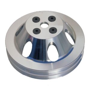 TRANS-DAPT PERFORMANCE PRODUCTS WATER PUMP PULLEY; 2 GROOVE; 1955-1968 CHEVROLET 396-454; SHORT WATER PUMP- MACHINED ALUMINUM
