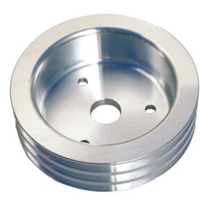 TRANS-DAPT PERFORMANCE PRODUCTS CRANKSHAFT PULLEY; 3 GROOVE; CHEVROLET 396-454; SHORT WATER PUMP- MACHINED ALUMINUM