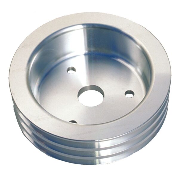 TRANS-DAPT PERFORMANCE PRODUCTS CRANKSHAFT PULLEY; 3 GROOVE; 1955-1968 CHEVROLET 396-454; SHORT WATER PUMP- POLISHED ALUMINUM
