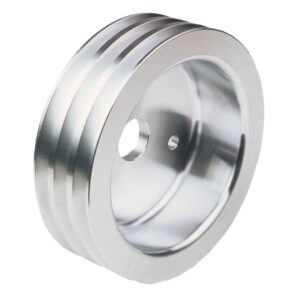 TRANS-DAPT PERFORMANCE PRODUCTS CRANKSHAFT PULLEY; 3 GROOVE; 1955-1968 CHEVROLET 283-350; SHORT WATER PUMP- POLISHED ALUMINUM