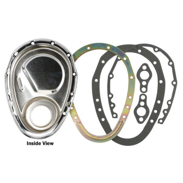 TRANS-DAPT PERFORMANCE PRODUCTS 2-PIECE CHROME TIMING CHAIN COVER SET- SB CHEVY V8 (NOT FOR LT1)