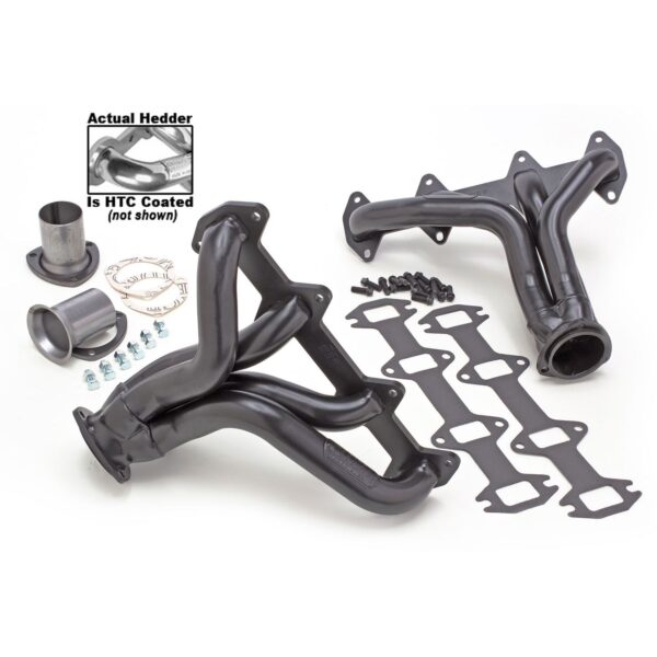 HEDMAN HEDDERS STANDARD-DUTY, HTC POLISHED SILVER CERAMIC COATED HEADERS FOR 1954-72 FORD F100 TRUCKS WITH 352-428 FE ENGINE; 1-3/4 IN. TUBE DIA; 3 IN. COLLECTOR; MID-LENGTH DESIGN