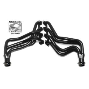 HEDMAN HEDDERS 50-STATE LEGAL HEADERS FOR 1977-1/2 - 1979 4WD FORD BRONCO, F150, F250 OR F350 TRUCK; 351M OR 400M V8; 1-3/4 IN. DIAMETER LONG TUBE, 3 IN. BALL COLLECTOR- HTC POLISHED SILVER CERAMIC-METALLIC COATED, STANDARD-DUTY MILD STEEL