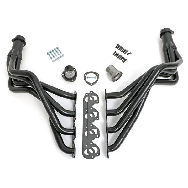 HEDMAN HEDDERS FENDERWELL HEADERS FOR 1977-1979 4WD FORD BRONCO OR F1350, F250 OR F350 TRUCK; 351M OR 400M V8; 1-5/8 IN. LONG TUBE, 3 IN. BALL COLLECTOR- UNCOATED MILD STEEL