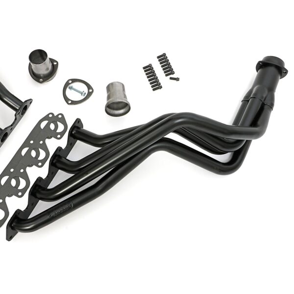 HEDMAN HEDDERS FENDERWELL HEADERS FOR 1977-1979 4WD FORD BRONCO OR F1350, F250 OR F350 TRUCK; 351M OR 400M V8; 1-5/8 IN. LONG TUBE, 3 IN. BALL COLLECTOR- UNCOATED MILD STEEL