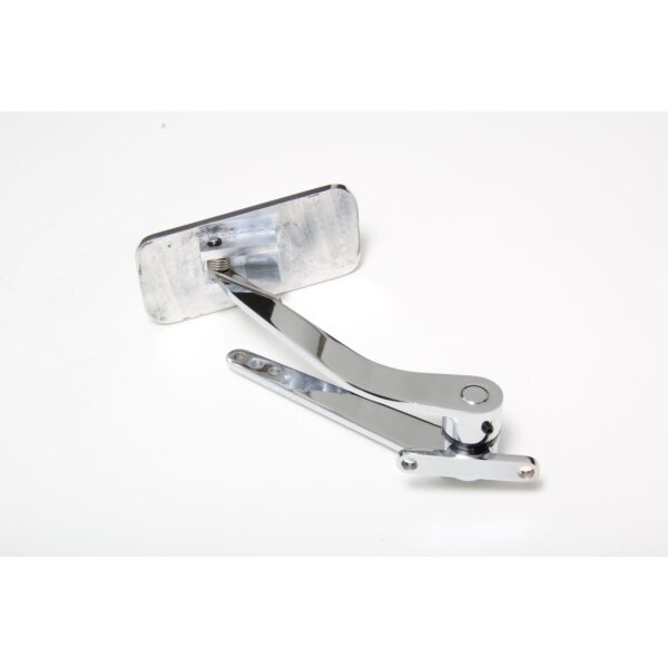 TRANS-DAPT PERFORMANCE PRODUCTS FIREWALL MOUNT GAS PEDAL WITH 6 HORIZONTAL RUBBER INSERTS; 4-1/4 IN. X 2 IN. RECTANGULAR PEDAL- POLISHED ALUMINUM WITH CHROME/STEEL ARM