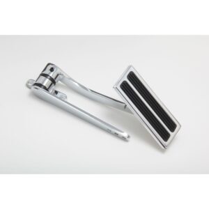 TRANS-DAPT PERFORMANCE PRODUCTS FIREWALL MOUNT GAS PEDAL WITH 2 VERTICAL RUBBER INSERTS; 4 IN. X 1-1/2 IN. RECTANGULAR PEDAL- POLISHED ALUMINUM WITH CHROME/STEEL ARM