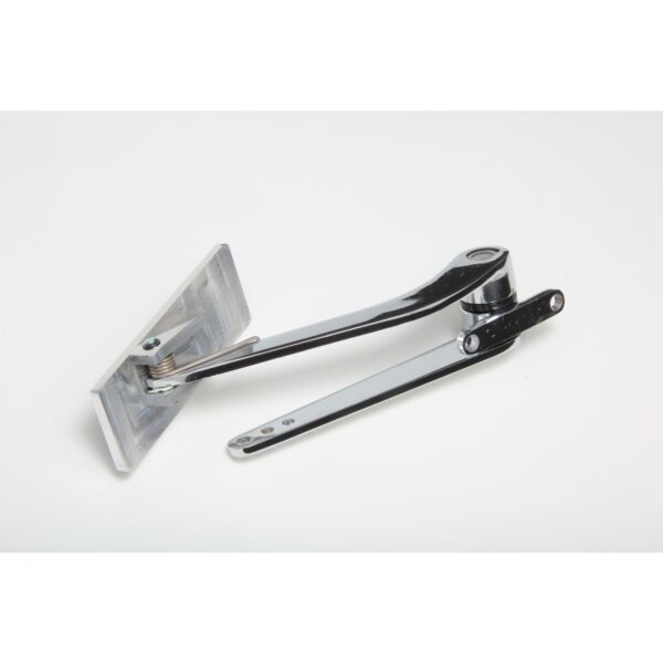 TRANS-DAPT PERFORMANCE PRODUCTS FIREWALL MOUNT GAS PEDAL WITH 2 VERTICAL RUBBER INSERTS; 4 IN. X 1-1/2 IN. RECTANGULAR PEDAL- POLISHED ALUMINUM WITH CHROME/STEEL ARM