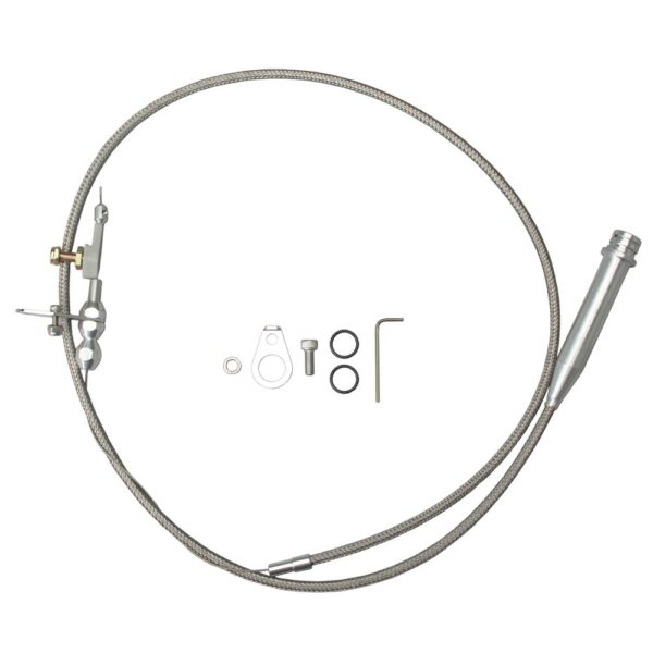 TRANS-DAPT PERFORMANCE PRODUCTS CARBURETOR KICKDOWN CABLE; SB CHEVY WITH 700R4-BRAIDED STAINLESS STEEL
