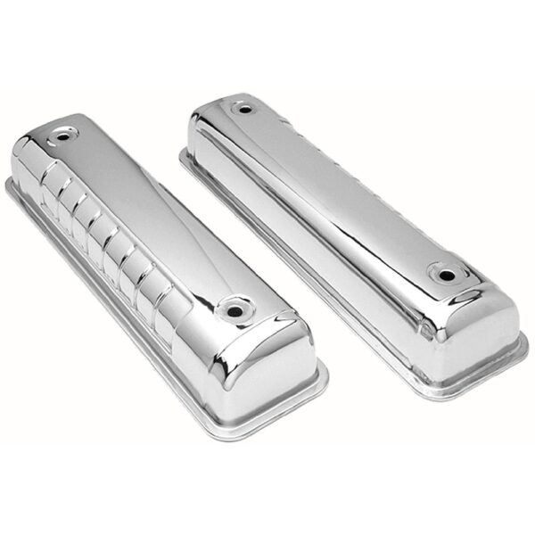 TRANS-DAPT PERFORMANCE PRODUCTS O.E.M. REPRODUCTION DESIGN VALVE COVERS; STOCK; 1956-1962 FORD Y-BLOCK- CHROME