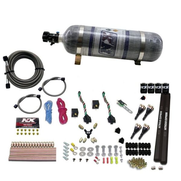 Nitrous Express 4-CYL SX2 NOZZLE SYSTEM W/ COMPOSITE BOTTLE (100-300HP X 2)