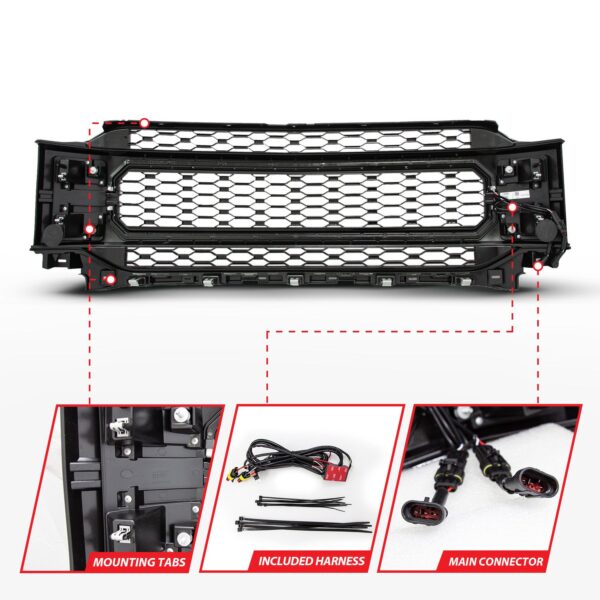 Black Housing Full LED Front Grille with Initiation and Running Light/DRL