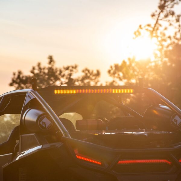 RIGID 28 inch Rear Facing LED Chase Bar with 27 Pre-Programmed Modes And 5 Colors, Black Housing, Race Compliant For Series Requiring Strobing Blue, Amber, Green And Red, Tube Mounts Included