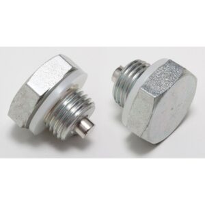 TRANS-DAPT PERFORMANCE PRODUCTS CHROME MAGNETIC OIL PAN DRAIN PLUG AND NYLON WASHER; 1/2 IN.-20