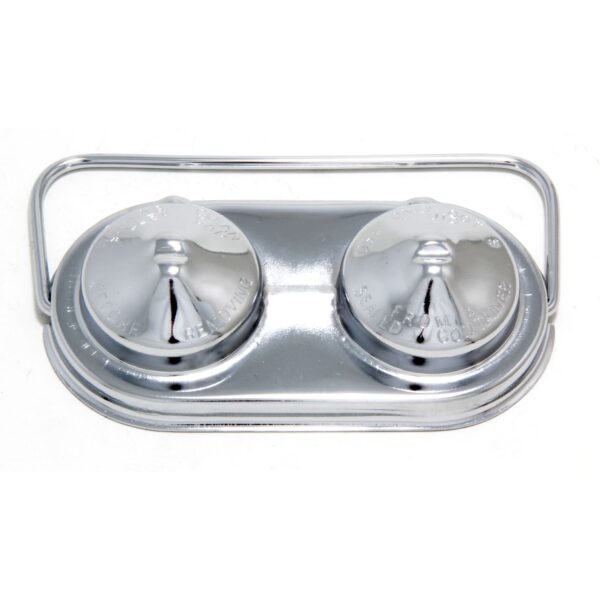 TRANS-DAPT PERFORMANCE PRODUCTS BRAKE MASTER CYLINDER COVER; EARLY GM (1967-80); 2-3/8 IN. X 5 IN.; SINGLE BAIL- CHROME
