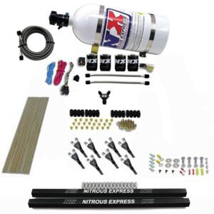 Nitrous Express PRO-SHK/GAS (200,300,400,500,600HP) 4 SOLENOIDS WITH RAILS AND 10LB BOTTLE