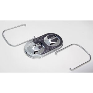 TRANS-DAPT PERFORMANCE PRODUCTS BRAKE MASTER CYLINDER COVER; EARLY GM (1970-80); 3 X 5-3/4 IN.; DOUBLE BAIL- CHROME