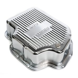 TRANS-DAPT PERFORMANCE PRODUCTS CHROME STEEL EXTRA CAPACITY TRANSMISSION PAN; FINNED; GM TURBO 400