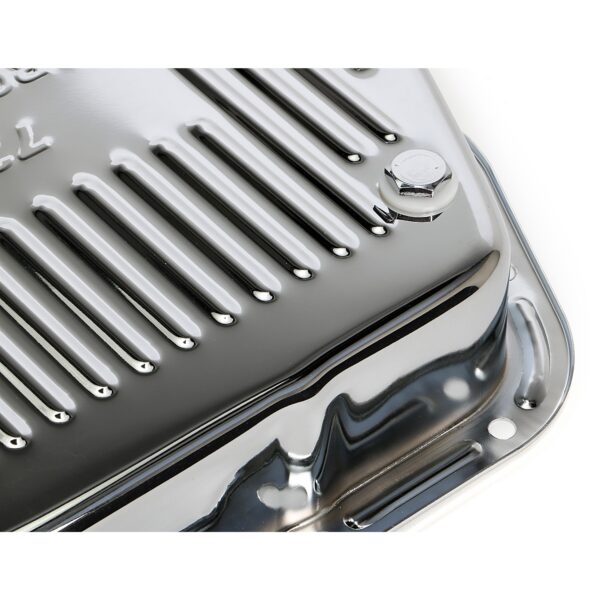 TRANS-DAPT PERFORMANCE PRODUCTS CHROME STEEL EXTRA CAPACITY TRANSMISSION PAN; FINNED; CHRYSLER 727