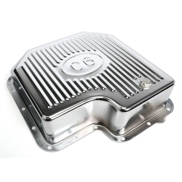 TRANS-DAPT PERFORMANCE PRODUCTS CHROME STEEL EXTRA CAPACITY TRANSMISSION PAN; FINNED; FORD C6