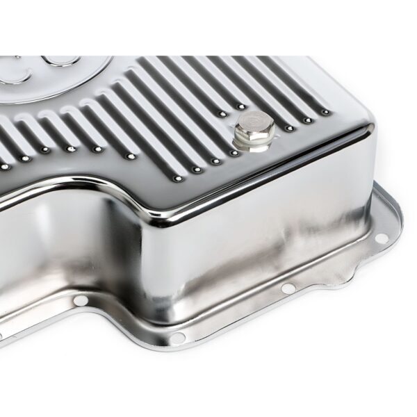 TRANS-DAPT PERFORMANCE PRODUCTS CHROME STEEL EXTRA CAPACITY TRANSMISSION PAN; FINNED; FORD C6