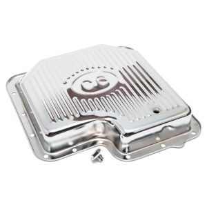 TRANS-DAPT PERFORMANCE PRODUCTS FORD C-6- CHROME TRANSMISSION PAN; STOCK CAPACITY; STOCK DEPTH; FINNED BOTTOM