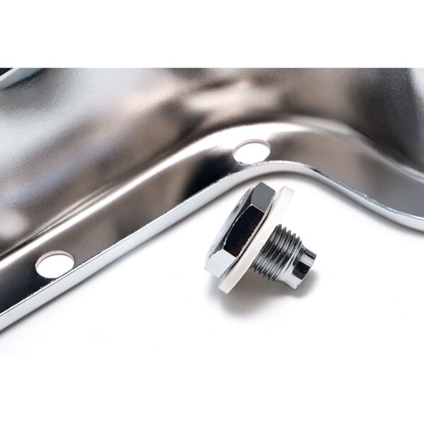 TRANS-DAPT PERFORMANCE PRODUCTS FORD C-6- CHROME TRANSMISSION PAN; STOCK CAPACITY; STOCK DEPTH; FINNED BOTTOM