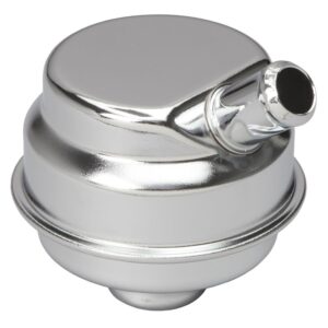 TRANS-DAPT PERFORMANCE PRODUCTS PUSH-IN STYLE BREATHER CAP WITH TUBE; MOPAR A, B, RB, SLANT-6 OE STYLE- CHROME