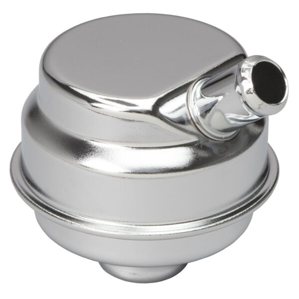TRANS-DAPT PERFORMANCE PRODUCTS PUSH-IN STYLE BREATHER CAP WITH TUBE; MOPAR A, B, RB, SLANT-6 OE STYLE- CHROME