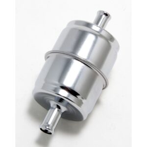 TRANS-DAPT PERFORMANCE PRODUCTS 3/8 IN. DISPOSABLE FUEL FILTER- CHROME (NOT FOR FUEL INJECTION)