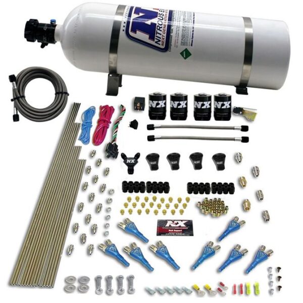 Nitrous Express PRO-SHK/GAS (200,300,400,500,600HP) 4 SOLENOIDS WITH 15LB BOTTLE