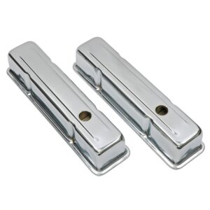 TRANS-DAPT PERFORMANCE PRODUCTS TRADITIONAL DESIGN VALVE COVERS WITH BAFFLES; TALL; 1958-1986 SB CHEVY 283-350- CHROME