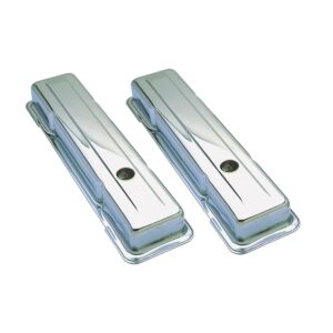 TRANS-DAPT PERFORMANCE PRODUCTS TRADITIONAL DESIGN VALVE COVERS; SHORT; 1958-1986 SB CHEVY 283-350- CHROME