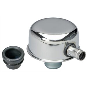 TRANS-DAPT PERFORMANCE PRODUCTS PUSH-IN STYLE BREATHER CAP WITH TUBE (INCLUDES GROMMET); 2-3/4 IN. OVERALL DIAMETER - CHROME