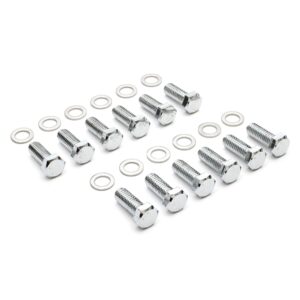 TRANS-DAPT PERFORMANCE PRODUCTS INTAKE MANIFOLD BOLTS; 3/8 IN.-16 X 1 IN. HEX HEAD (12 BOLTS)- CHROME